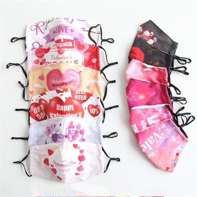 China Custom Pink Polyester Sublimation Cotton Fanshion Masquerade Neoprene Logo Love Heart Valentines Day Party Gold Face Maskes With Straps for sale