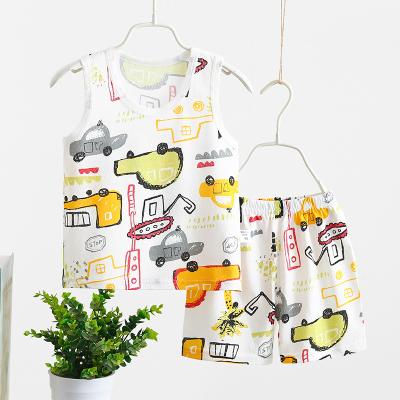 China Amazon Sale Boys And Girls Cotton Soft Warm Summer Vest Shorts Suit Sleeve Vest+Pants for sale