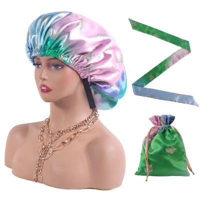 China Four Seasons Sellers Four Seasons Customized Satin Edge Scarf Zodiac Logo Printed Head Wraps Customized Personal Soft Satin Sleep Hood for sale