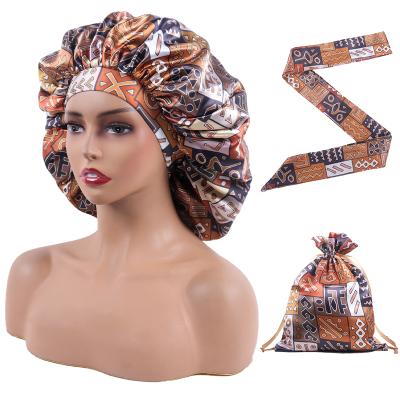 China Satin Customize Soft Satin Edge Scarf African Geometric Print Personal Logo Head Wrap Edge Wraps and Satin Sleep Hood for sale