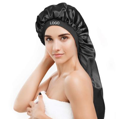 China Comfy African Custom Hoods Wholesale High Quality Comfortable Logo Color Pattern Long Satin Edge Braid Hair Elastic Band Sleep Hood for sale