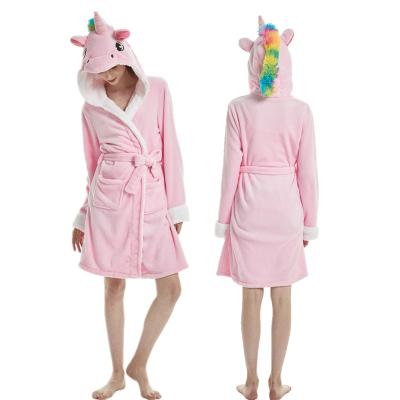 China Wholesale Luxury Adult Pink Coay Animal Couples Unicorn Couples Cartoon Coay Pile Long Robe Hooded Bathrobes Home Dress Men And Women for sale