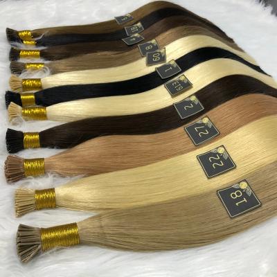 China Silky Straight Wave Raw Virgin Remy Human Hair 100% I Tip Curly Straight Hair Extensions Video for sale