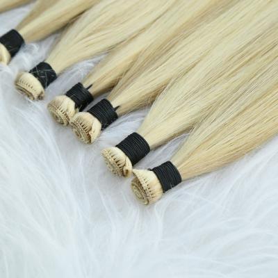 China Double Bonded 613 Silky Straight Russian Handtied Human Hair Weft Extensions for sale