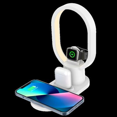 China Night Light Table Lamp 4In1 Wireless Chargers For Iphone 12 13 14 iwatch/airpods 2022 Magnetic Wireless Charger With Led Night Light Radio Chargers for sale