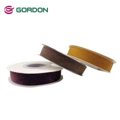 China Factory Viable Wholesale 9 Mm Width High Quality Nylon Glitter Velvet Ribbon Velvet Ribbon Roll for sale