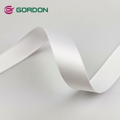 China High Density Soild Color White Satin Ribbon , Double Face Satin Ribbon Roll White for sale