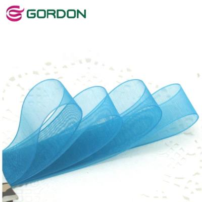 China 7/8 Inch Nylon Sheer Chiffon Organza Ribbons Sheer Organza Cable Ribbon Flower Fabric Packaging Ribbon for sale