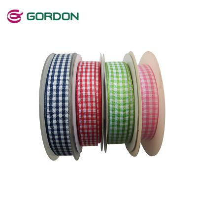 China Anti-bacteria Factory Wholesale Colorful Red Gingham Ribbon Plaid Ribbon for sale