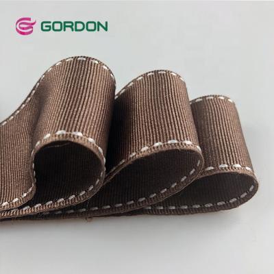 China Gordon Ribbons Polyester Double Saddle viable stitched grosgrain ribbon for gift wrapping for sale