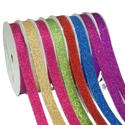 China Viable Sequins Glitter Ribbon, Wholesale 16mm Glitter Ribbon, Glitter Ribbon Fabric Supply for sale