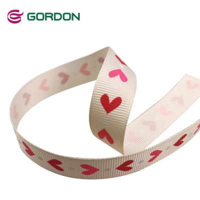 China Anti-bacteria Ribbon with Heart Screen Ink Printed for Flower Wrapping for sale