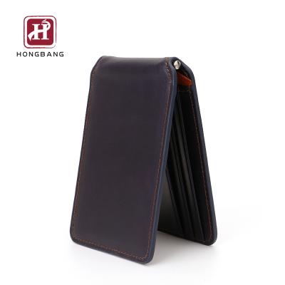 China Slim Minimalist Genuine Leather RFID Wallet Men And Woman Money Clip Bifold Leather Wallet for sale