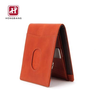 China RFID Wallet With Money Clip OEM Customize Leather Zipper Cash Compartment Wallet for sale