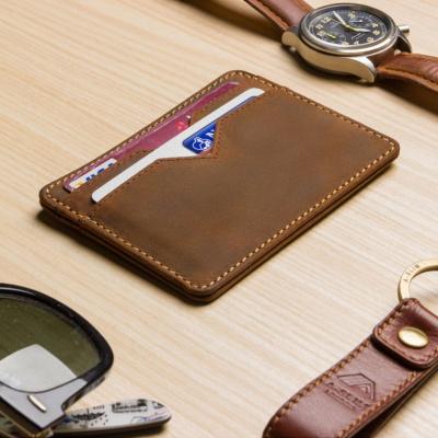 China RFID Blocking Protects Custom Front Pocket Credit Card Holder Slim Wallet Rfid Blocking PU Leather Card Holder for sale