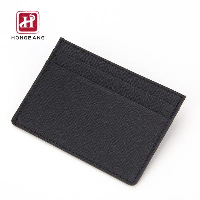 China Slim Credit Card Holder Saffiano Card Holder Genuine Leather Slim Credit Card Holder for sale