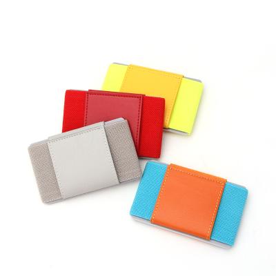 China New version recyclable men's business name leather elastic minimalist slim card holder with payment card holder for sale