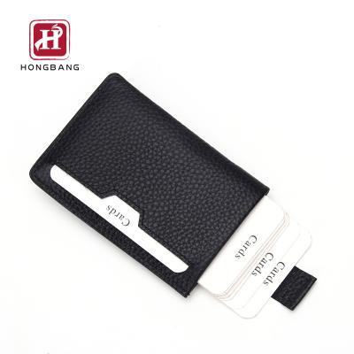 China Tab Card Holder Leather Credit Card Pull Design For Pull Tab Card Holder Full Grain for sale