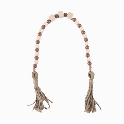 China 100% 2022 Handmade Customizable Wooden Beads Braid Tassel Beaded Home Decor Wall Hanging for sale