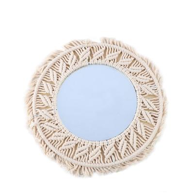 China Round Minimalist Up-to-date Tapestry Hand - Woven Home Decor Wall Hanging Cotton Rope Mirror for sale