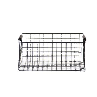 China Universal Foldable Black Wire Viable Mesh Metal Storage Basket For Kitchen Fruit Snack Basket for sale