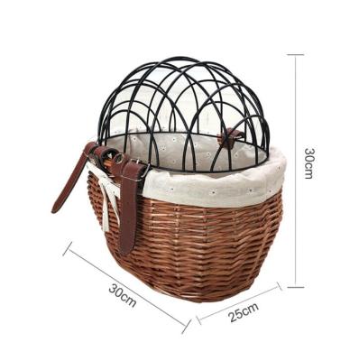 China Factory Outlet Breathable Pet Bicycle Wicker Pet Basket With Iron Frame for sale