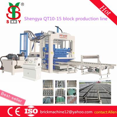 China QT10-15 CONCRETE fully automatic concrete cement block making machine price,concrete brick machine have office in Nigeria/Algeria/Kenya for sale