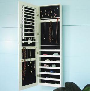 China white wall mounted mirrored jewelry cabinet for sale