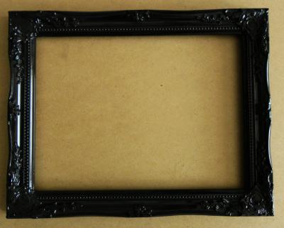 China shining black solid wooden wall mirror frame,office decorative mirror frame for sale