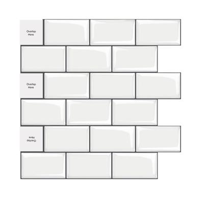 China faux ceramic bathroom 3d self adhesive wallpaper peel and stick mosaic kitchen backsplash sticker white brick subway tile for sale