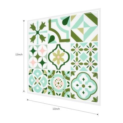 China 3d effect decorative green vinyl self adhesive kitchen tile peel and stick backsplash tiles for sale