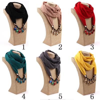 China New Solid Color Acrylic Daily Jewelry Necklace Scarf For Women Jewelry Scarf Infinity Dangling Embellished Jewelry Scarf for sale