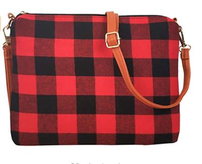 China Daily Ready To Ship Canvas Buffalo Plaid Wristlet Clutch Buffalo Plaid Cross - Body Purse Buffalo Check Zippered Pocket Bag for sale