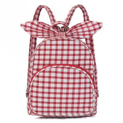 China Wholesale Cute Daily Toddler Canvas Backbag Child Kids Bag Cute Plaid Kid Girls Backpack with Bunny Ear Children School Bag for sale