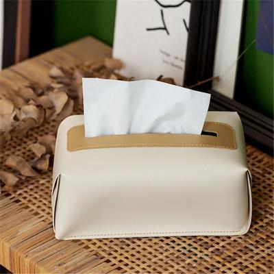 China Office Minimalist Coffee Table Home Napkin Holder Set Napkin Holder Office Paper Box Leather Facial Tissue Box Holder For Car for sale