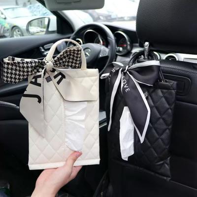 China Modern Minimalist Car Accessories Tissue Box Luxury Automotive Supplies Hanging Tissue Bag Car Back Seat Paper Case for sale