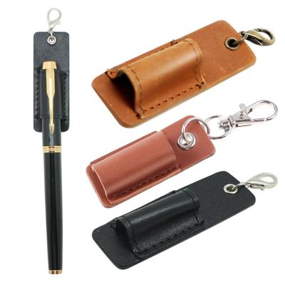 China Minimalist Fountain Pen Holder Pen Holder with Metal Retro Faux Leather Sunglass Case Stand for sale