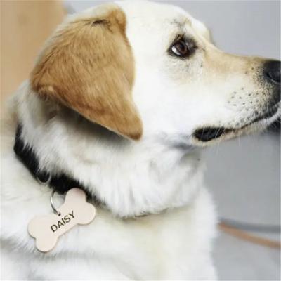 China Personalized Cute Bone Shape Blank Leather Dog Cat Soft Collar Pet Name Tag Animals Hanger ID Tags Red-Brown Name Tag for sale