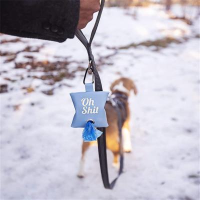 China Sustainable Portable Walking Dog Poop Bag Holder Outdoor Travel Dog Pets Waste Belt Bag Dispenser Hang On Leash OH SHIT for sale