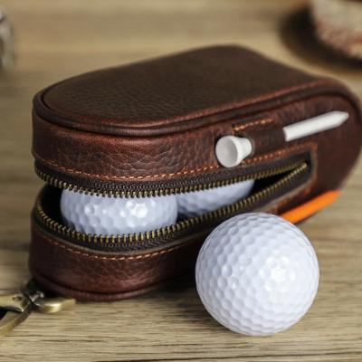 China Golf Bag Pouch Personalized Golf Ball Pouch Outdoor Golf Ball Leather Case 3 Golf Ball Holder Display Pouch for sale