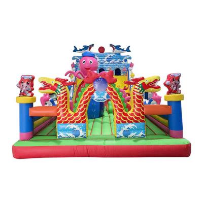 China Ocean Themed Commercial Bounce House With Slide PVC Tarpaulin Material for sale