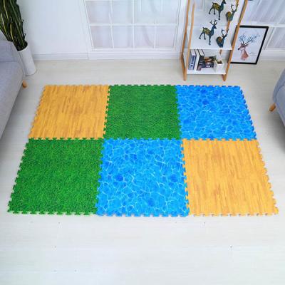 China Grass Pattern Eva Interlocking Soft Foam Floor Mats Nontoxic Fadeproof for sale