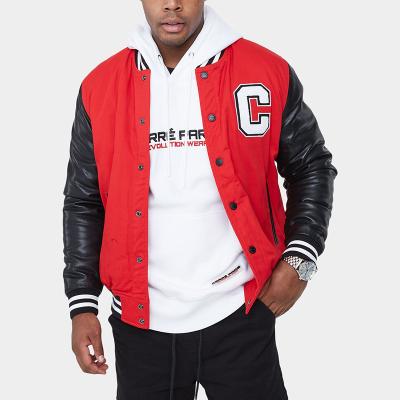 China Viable Men's Retro Style Varsity Chenille Patch 100%Cotton Body Cloth With PU College Leather Jacket for sale