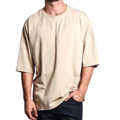 China Wholesale Anti-Wrinkle Drop Drop Men's High Quality Cotton Blend Poly Hip Hop Style Oversized Single Shoulder Men's T-Shirt For Printing for sale