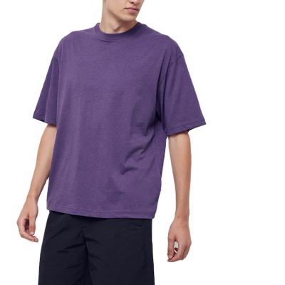 China Custom 100% Cotton Tank Top Crew Neck OEM Logo Wholesale Blank Purple Oversized Anti-Wrinkle Short Sleeves T-Shirt For Men for sale