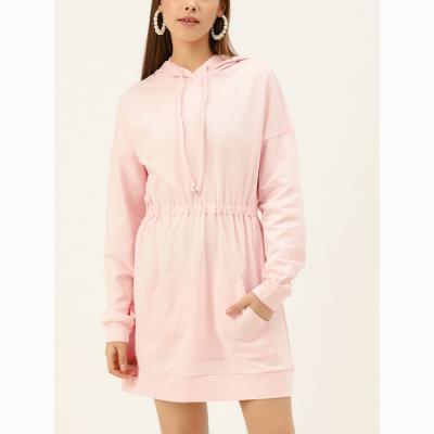 China 2021 casual sweatshirt dress women vestido de sudadera hoodie pink breathable long sleeve dress for sale