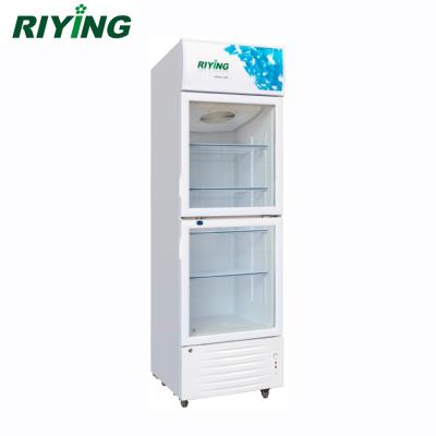 China Upright Single-temperature Two Door Glass Door Beverage Showcase Refrigerator Soft Drink Display Cooler for sale