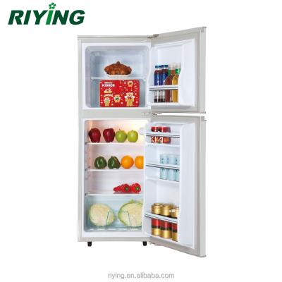 China COMPRESSOR Double Door And Top Freezer 118 Liter Stainless Steel Household Fridge BCD-118 for sale