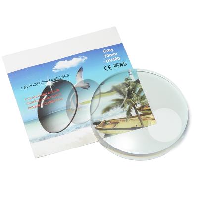 China Manufacture Tianhe Gray Brown Photochromic CLEAR INDOOR 1.56 Round Cover Semi Finished Lens HMC Bifocal for sale