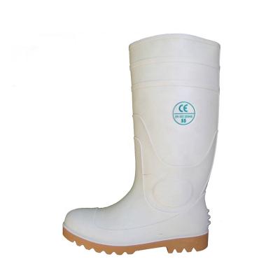 China Steel Toe CE Approved Food Industry PVC Safety White Waterproof Steel Toe Rain Boots For Unisex for sale